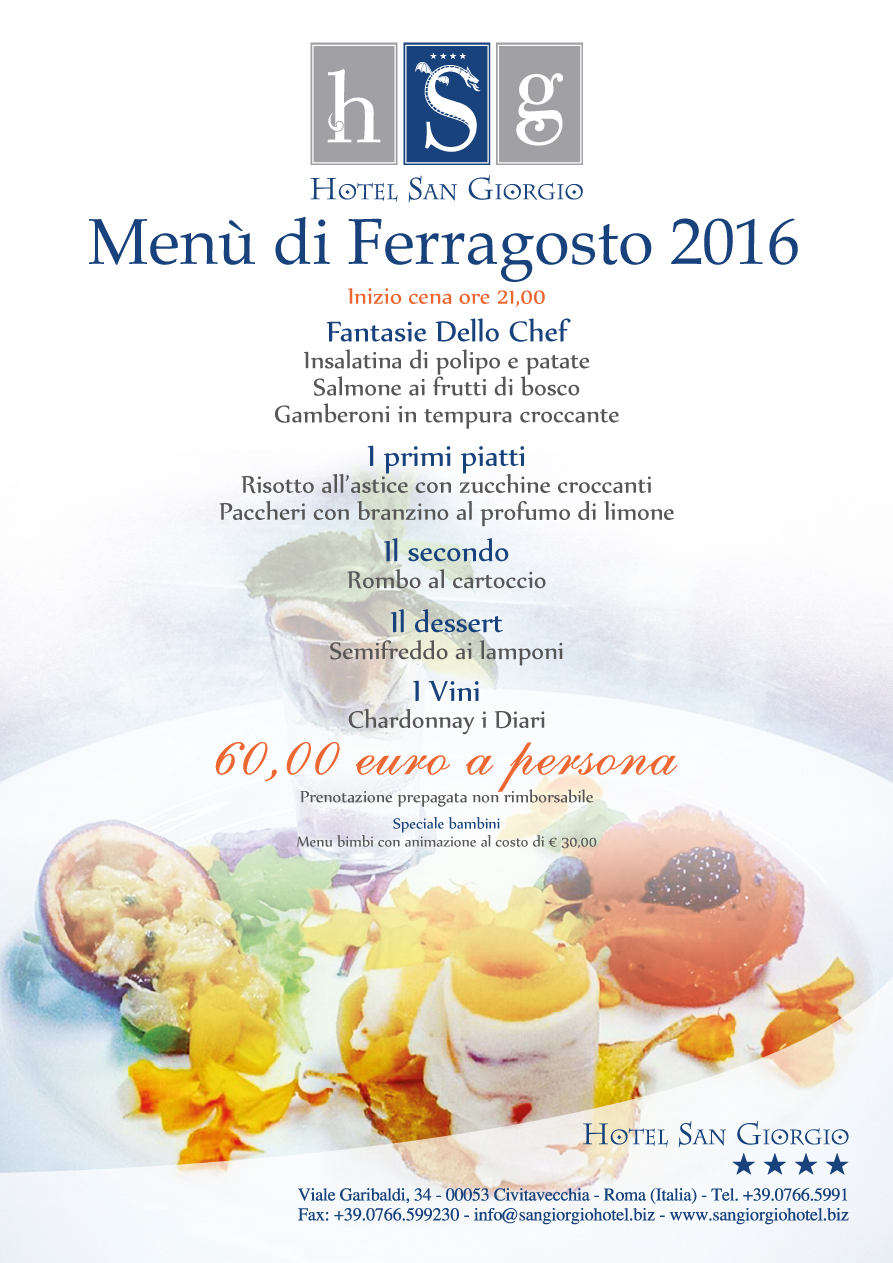 Menu di Ferragosto 2016 Hotel Civitavecchia Hotel San Blog