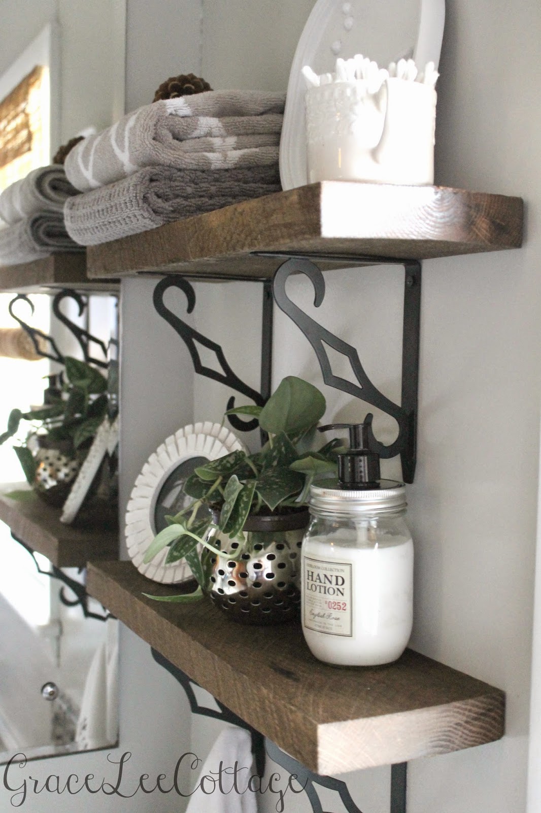 Grace Lee Cottage DIY Rustic Bathroom Shelves