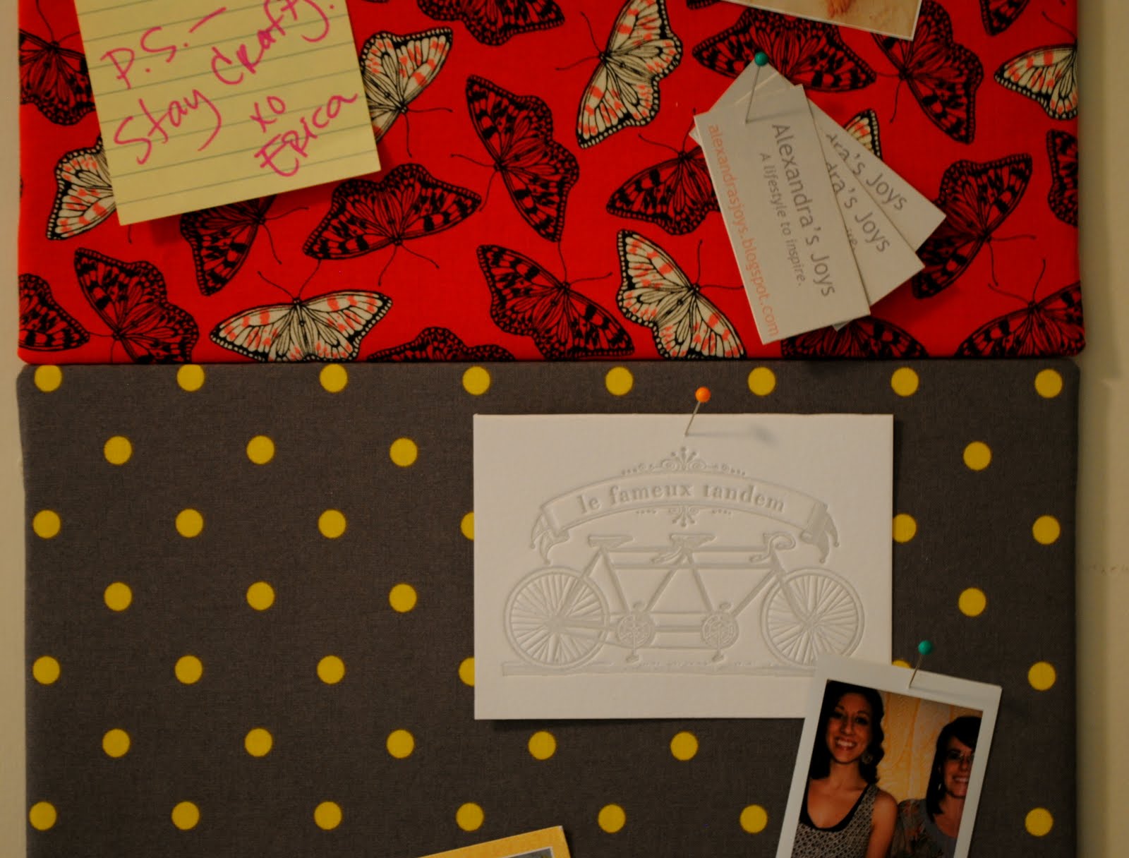 Alexandra's Joys Fabric cork board tutorial