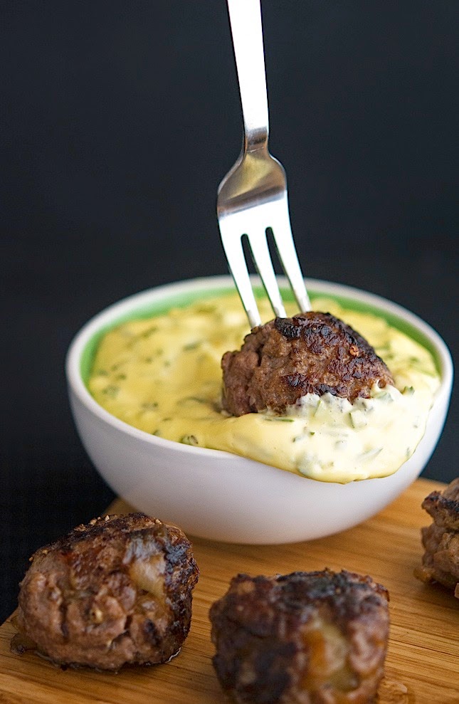 The Iron You 5 Napkin Meatballs with Rosemary Aioli