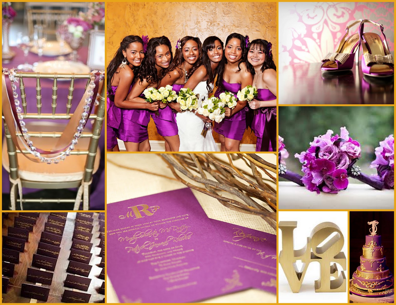 Enchanted Expectations Purple and Gold Wedding Inspiration Board