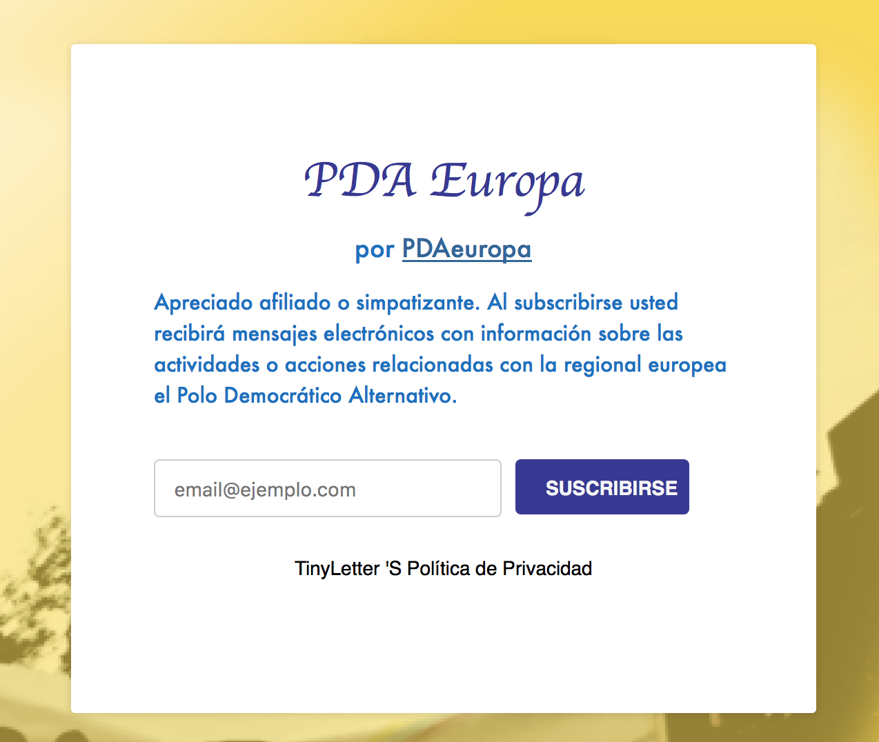 Inscríbete a nuestra lista de correos