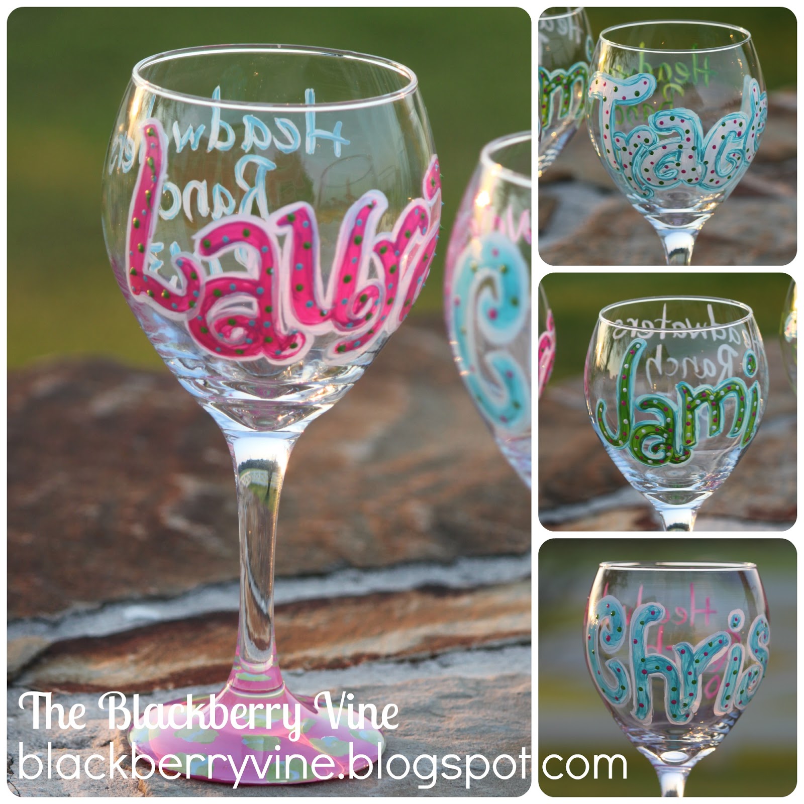 The Blackberry Vine Hand Painted Wine Glasses