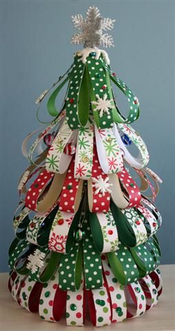 super-cute-christmas-tree-craft-scrap-ribbons-holiday-decor-diy-idea ...