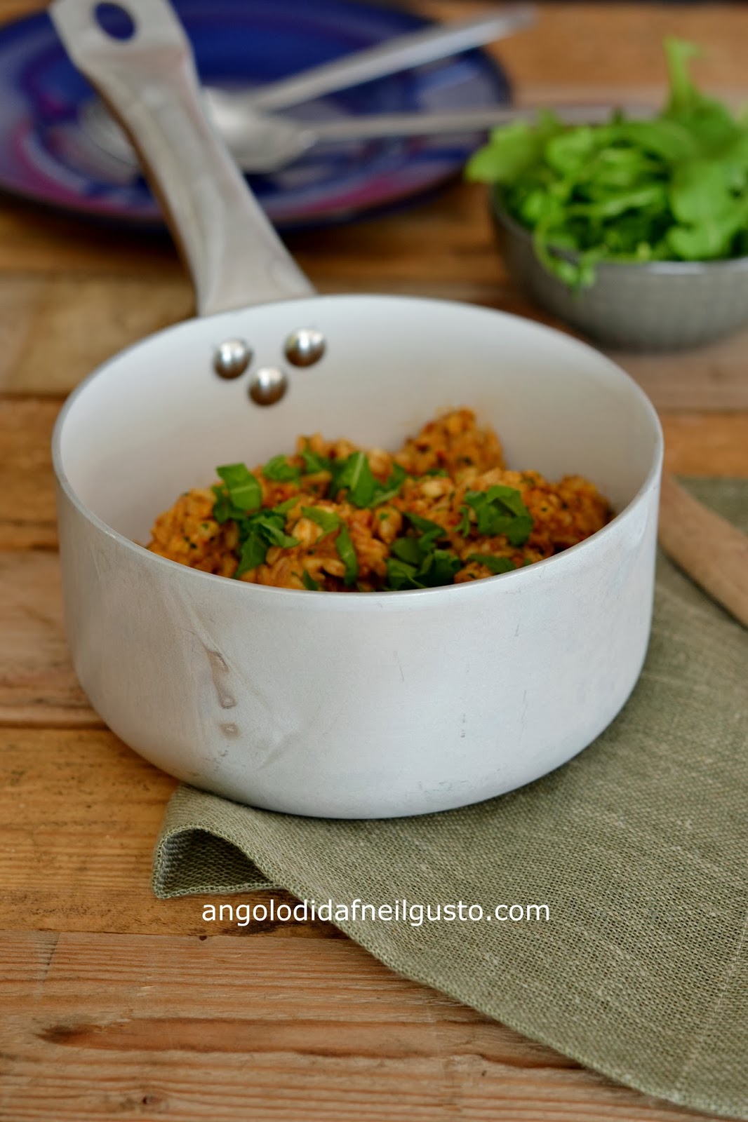 Farro al pesto di pomodori secchi, mandorle e rucola Dafne's Corner