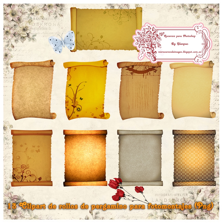 ... Photoshop Llanpac: Coleccion de clipart de rollos de pergamino (Png