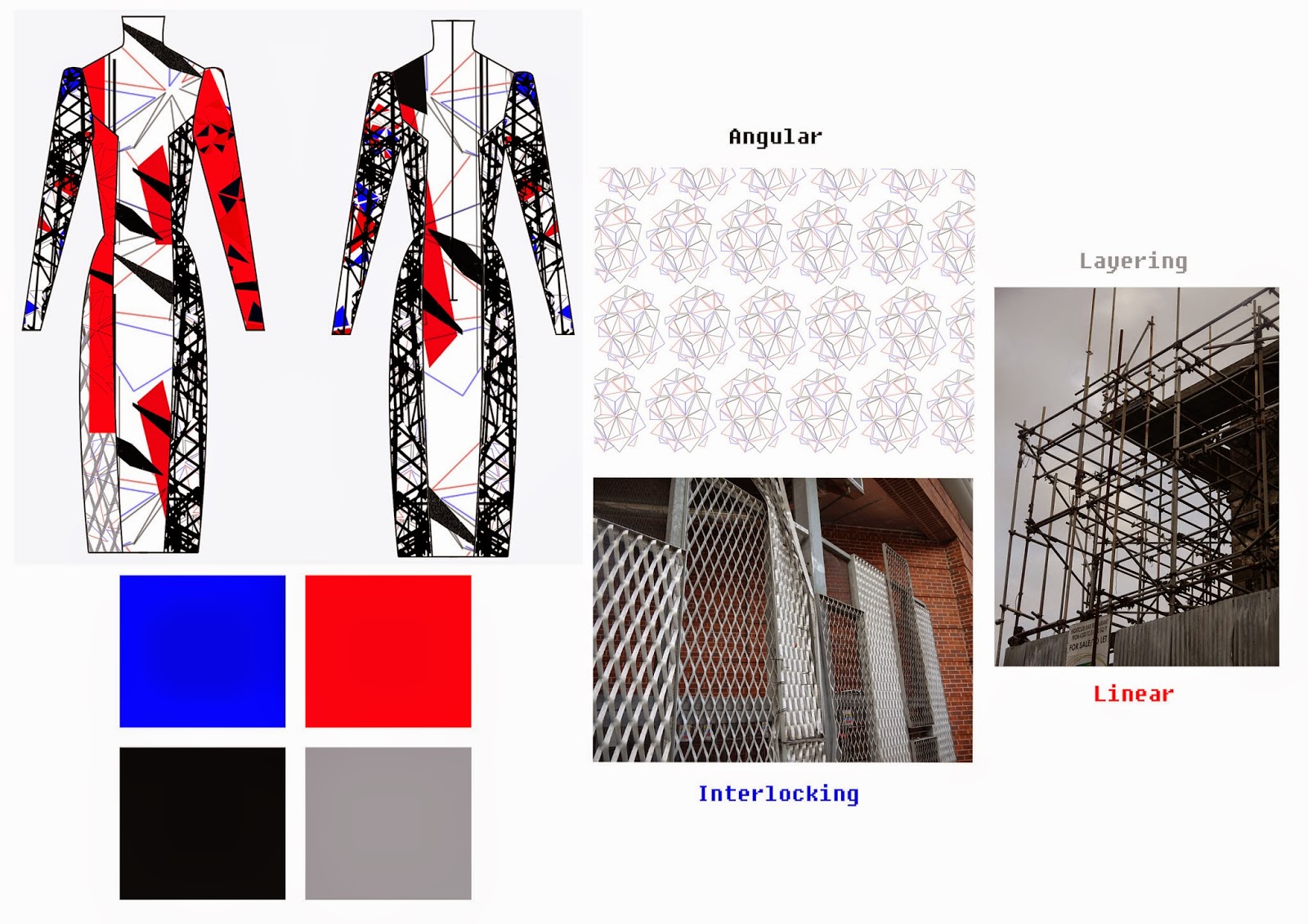 a selection of dress designs presented on boards depicting front and back views colour pallet inspirational primary and secondary images a selection of dress designs presented on boards depicting front and back views colour pallet inspirational primary and secondary images