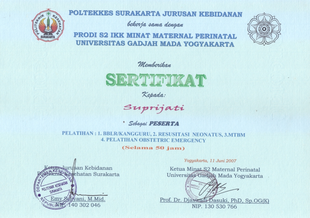 sertifikat pelatihan