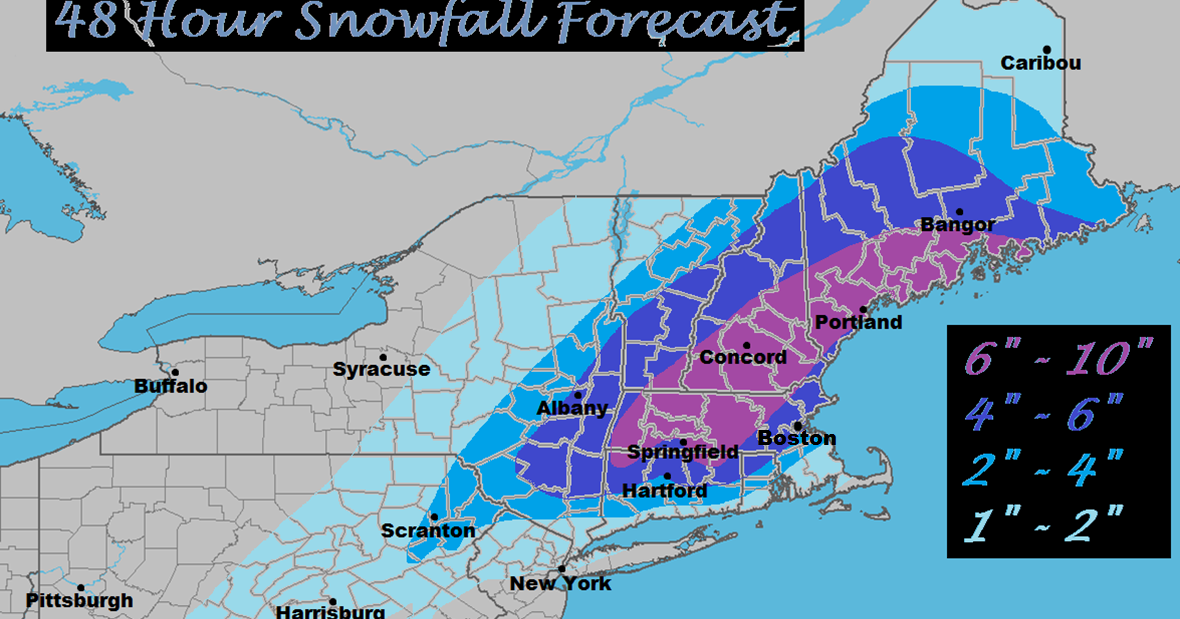 Northeast Weather Action 48 Hour Snowfall Totals Forecast Map + Pennsylvania 24 Hour Ice