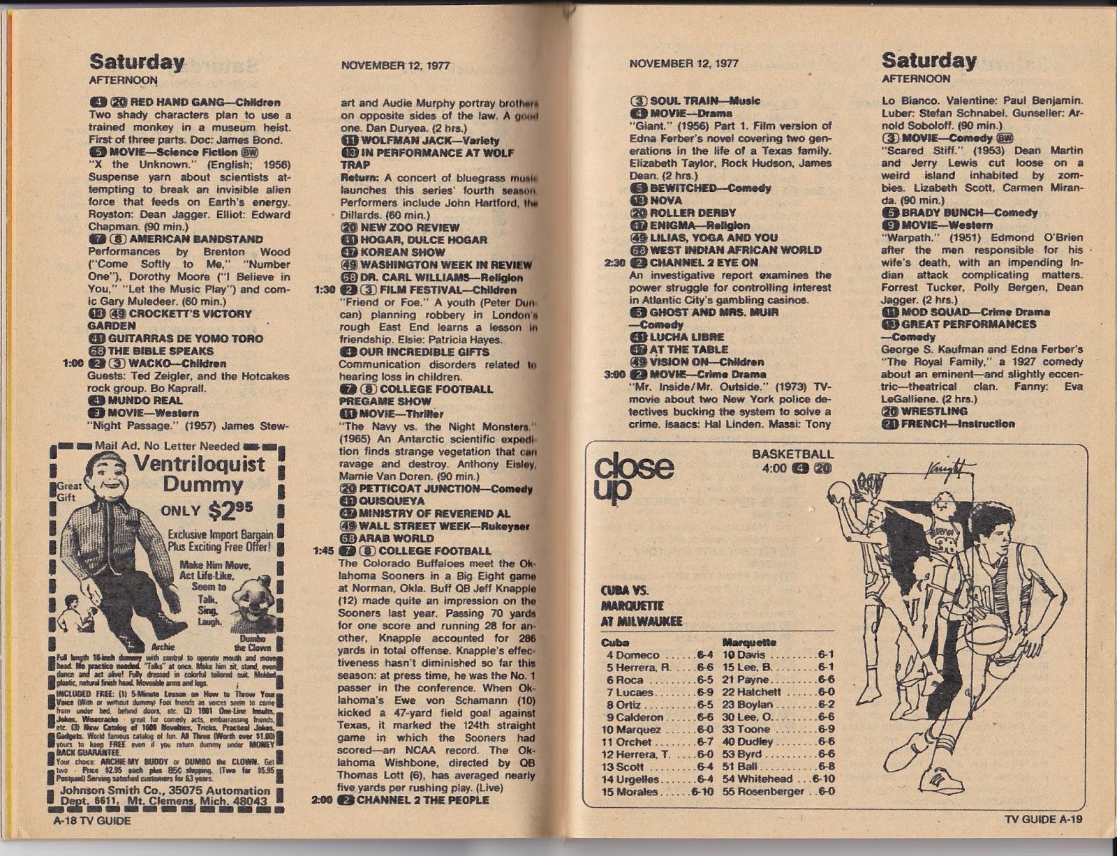 garage sale finds: what was on tv november 12th through 18th, 1977