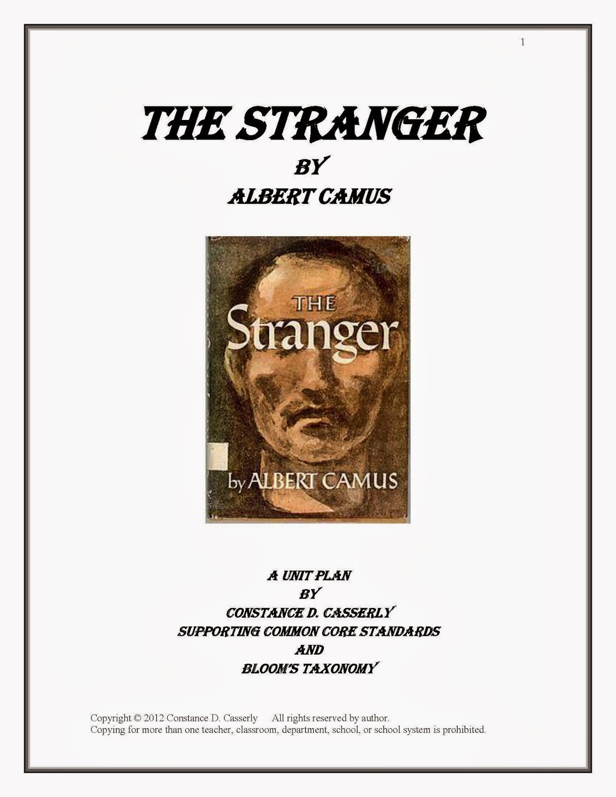 The Stranger Unit Plan High School Unit PlanThe Stranger