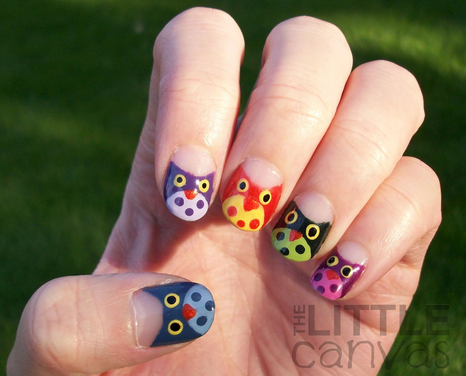 fall owl nail design