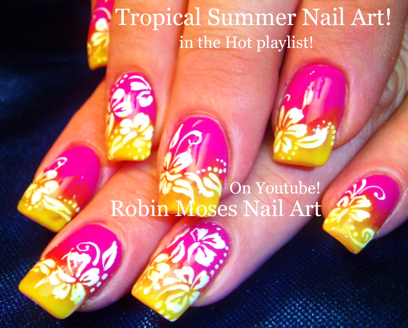 4. Glittery tropical nail design with gems - wide 2