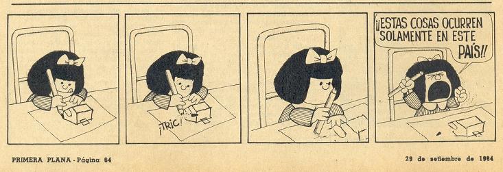 estréia de Mafalda, de Quino, em 29/09/1964, na revista Primera Plana