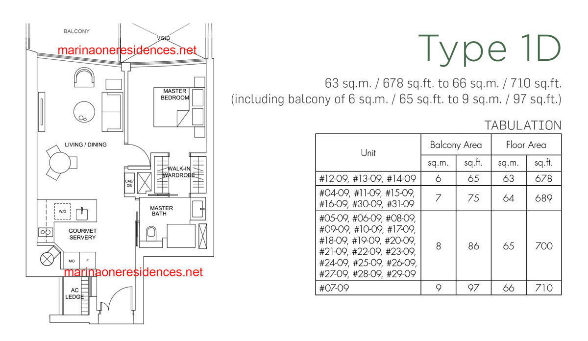 Marina One's 1 bedroom Type 1D Showflat unit