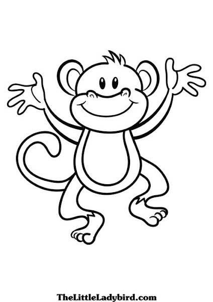 Black and White Monkey Coloring Page