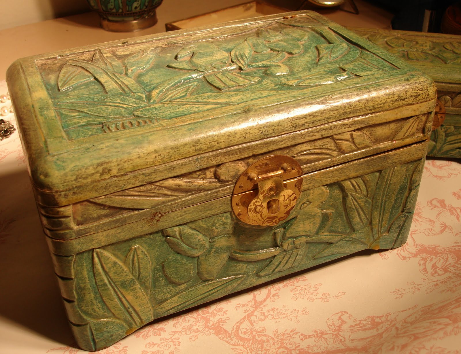 VINTAGE TREASURES AND MORE small antique wooden chest