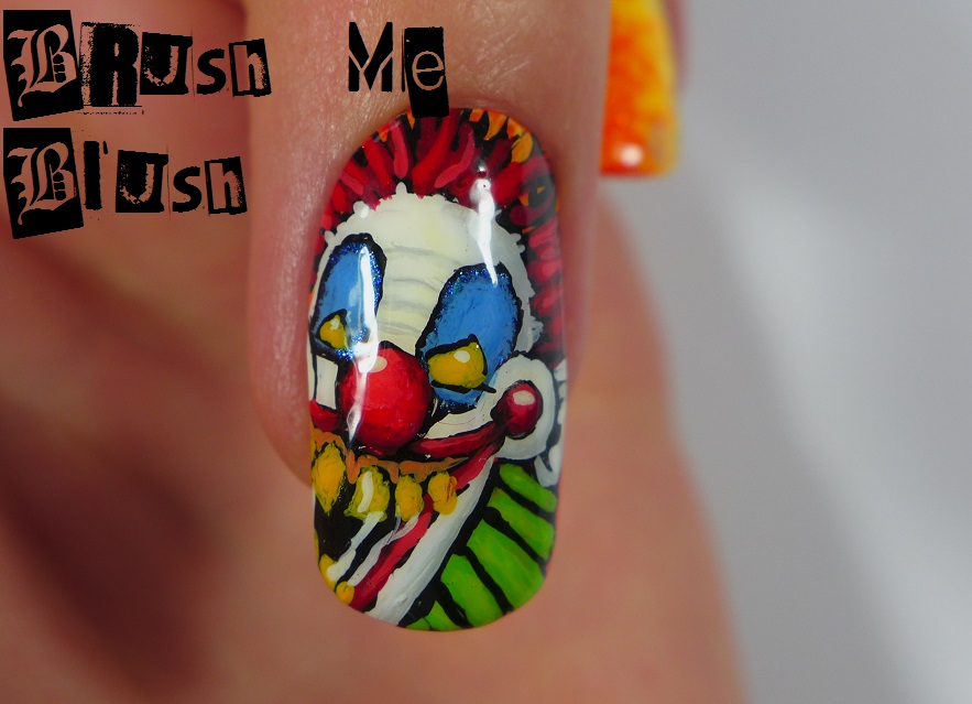scary clown nail art
