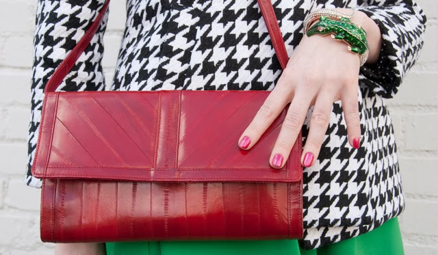 becksöndergaard handbag with anna dello russo crocodile bangle and kling houndstooth jacket eal letter bag, becksöndergaard, anna dello russo, crocodile banges