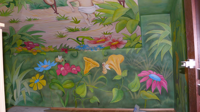 Obraz ścienny kwiaty Artistic wall painting, aranżacja pokoju dziewczynki, warszawa