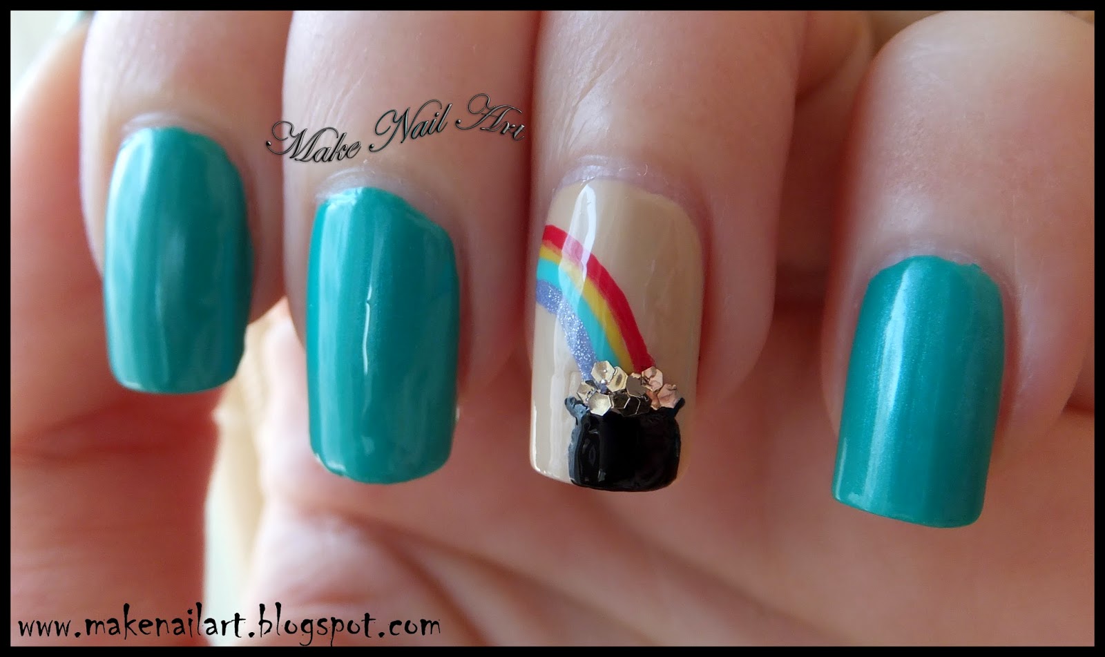 Pot of Gold Nail Art for St. Patrick's Day - wide 3