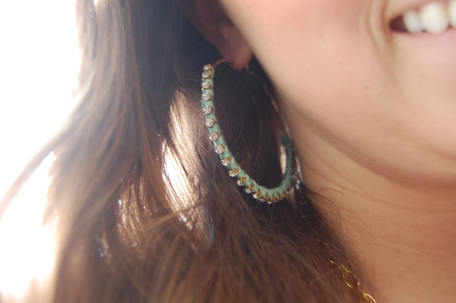 Just B B Wrapped DIY Rhinstone threaded earrings