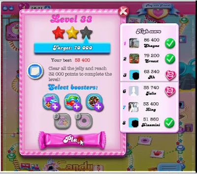 我怎么打 : 糖果粉碎传奇第33关 Candy Crush Saga Level 33
