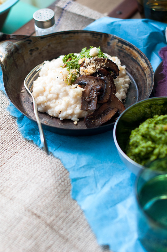 Wild garlic pesto & mushroom risotto with lemon-flavoured breadcrumbs Wild garlic pesto & mushroom risotto with lemon-flavoured breadcrumbs