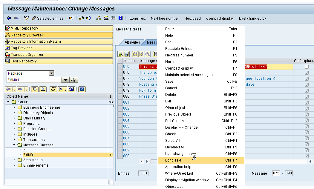 SAP ABAP Tips and Tricks Edit Message Document