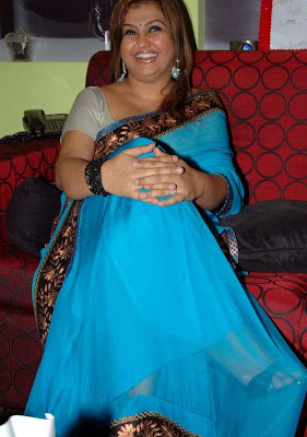 Tamil Hot Actress Sona in Blue Saree Photos