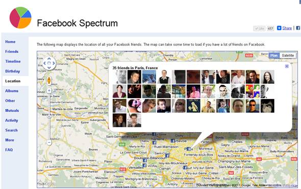 cartes des amis sur facebook : avec facebookspectrum