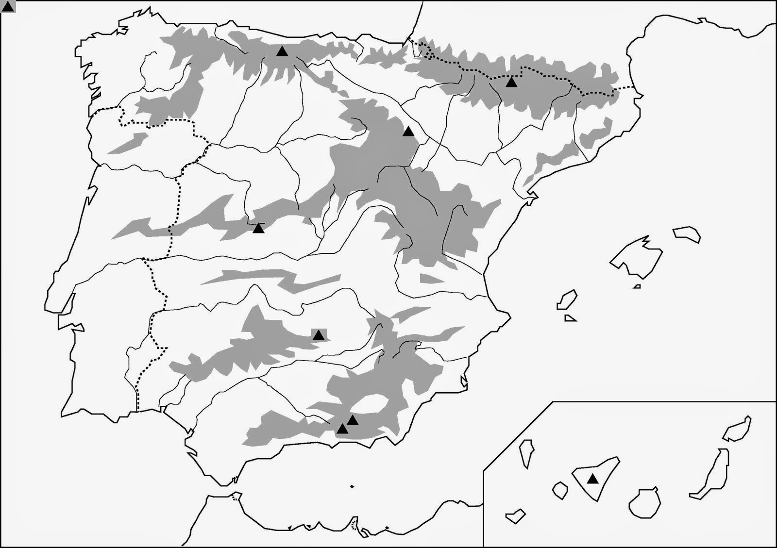 Download Mapa Mudo Relieve España Imprimir Background
