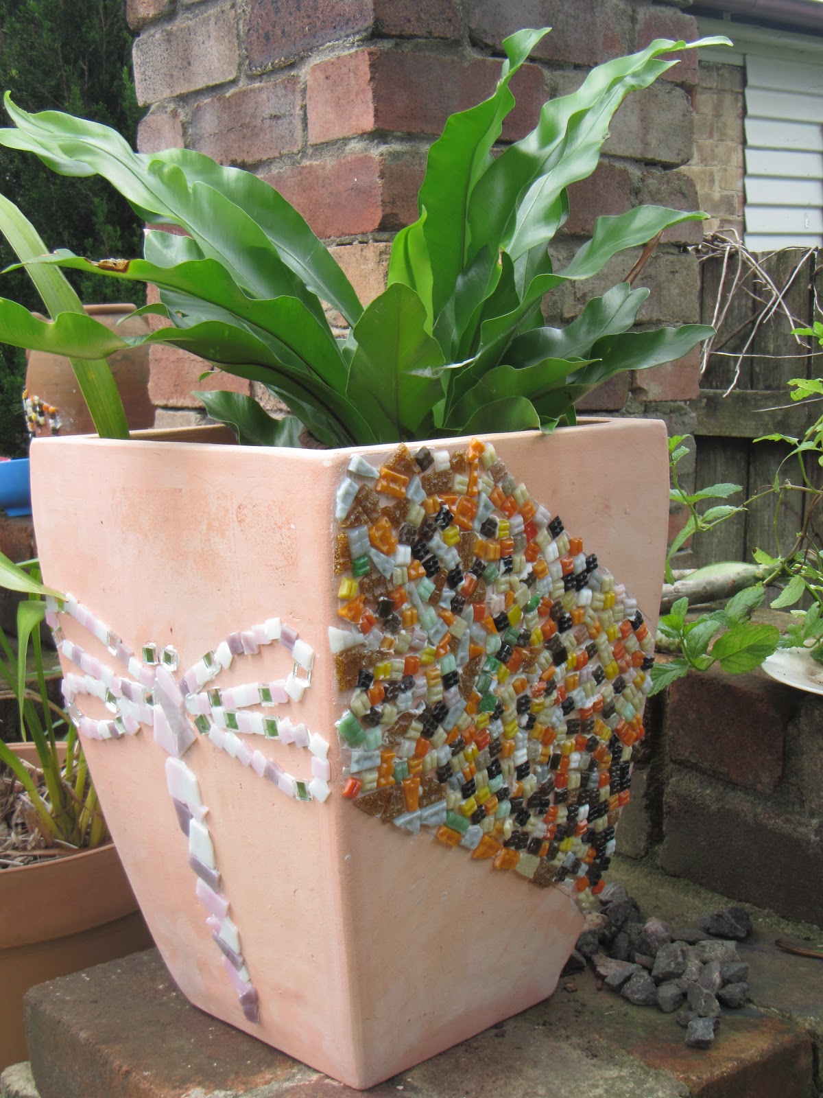 Crafty little people Mosaic pots