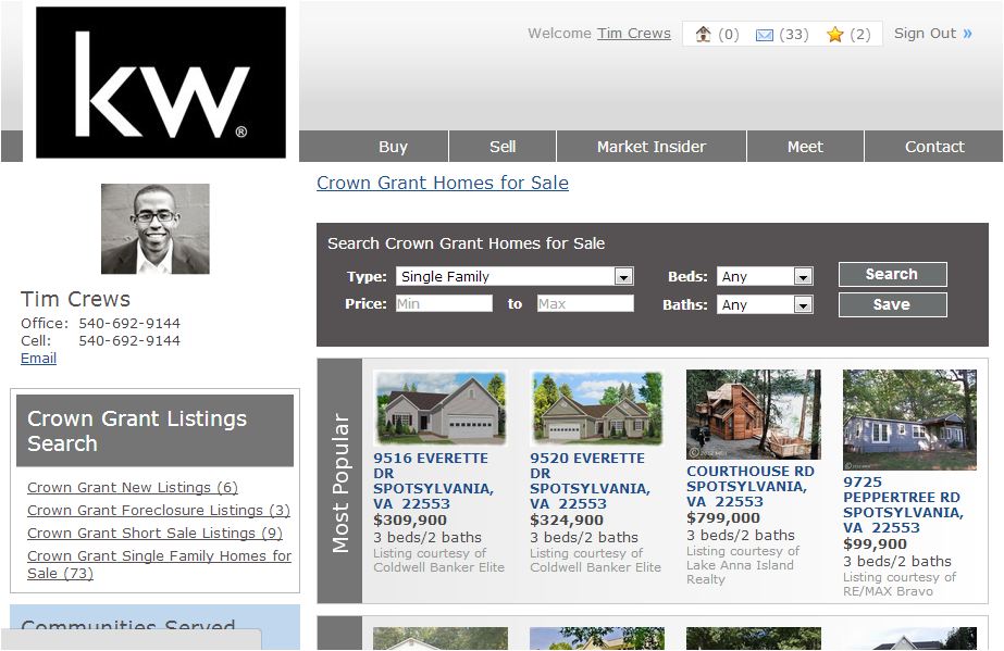 Search Crown Grant Homes for Sale Fredericksburg Real Estate
