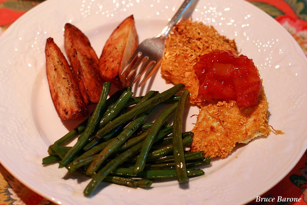 Bruce's Kitchen Crispy Fish Sticks With Pineapple Ketchup