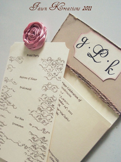 Wedding Programs with Fabric Rosette