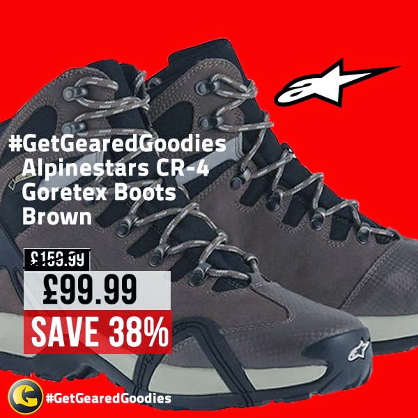 #GetGearedGoodies -  save on The Alpinestars CR-4 Goretex boots  - www.GetGeared.co.uk