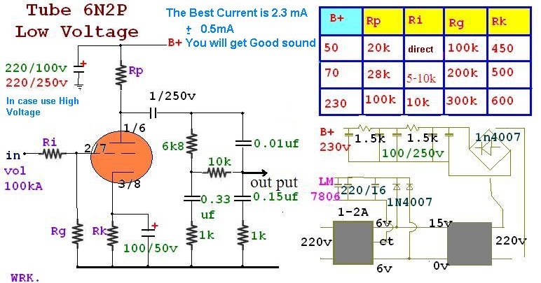 6N2P Tube Pre Tone Low Volt Low Cost Circuit ~ Circuit knowledge