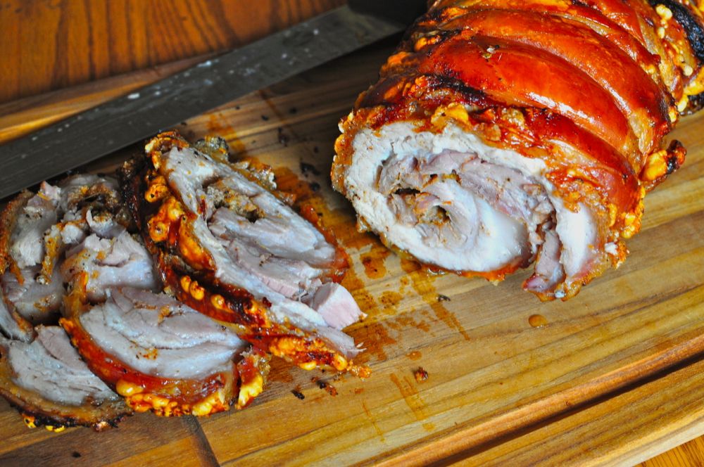 Rotisserie Barbecued Pork Belly Dad Cooks Dinner