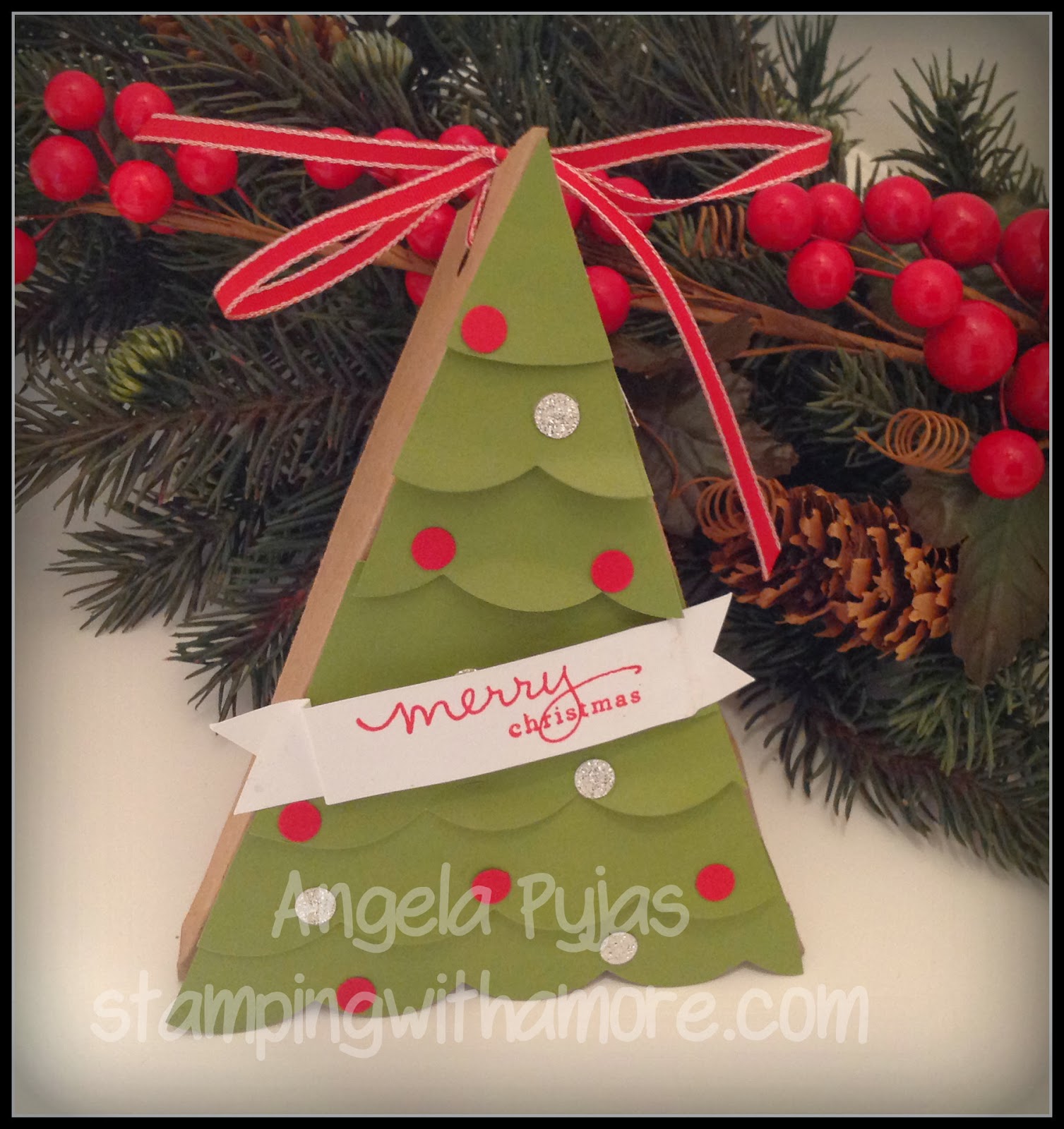 Stampingwithamore O' Christmas Tree Wedge Treat Box
