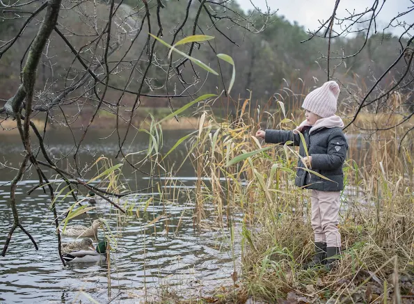 Princess Estelle of Sweden was photographed in the garden at Haga Palace. "Autumn Greetings from Haga" 