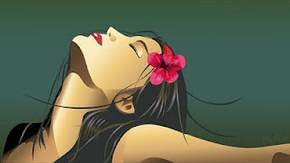 mujer con flor