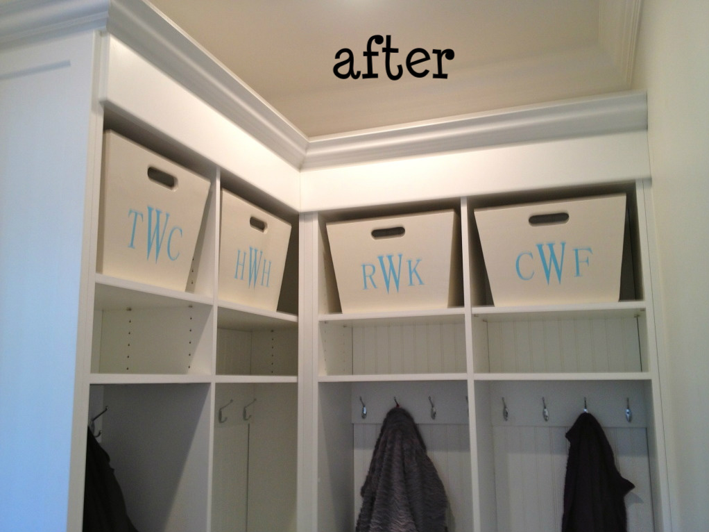 That's My Letter DIY Tapered Mudroom Bins