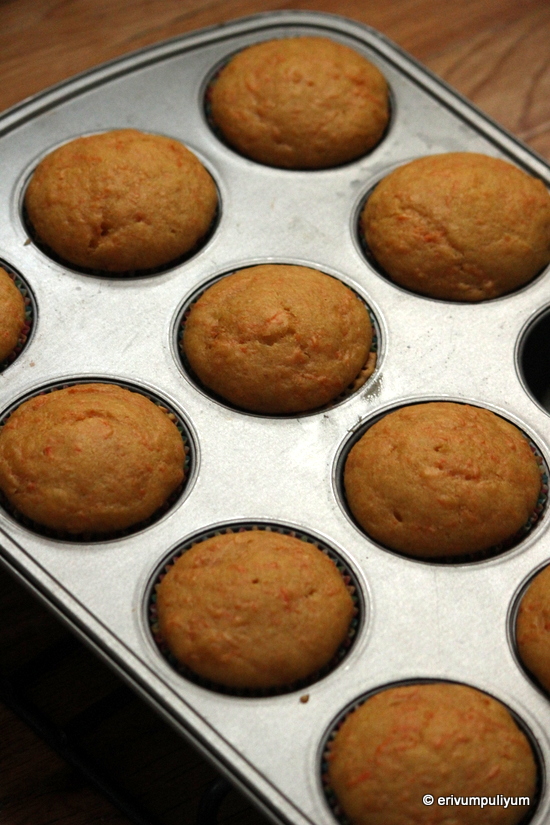 Erivum Puliyum Eggless Carrot Muffins Healthy Muffins(No butter