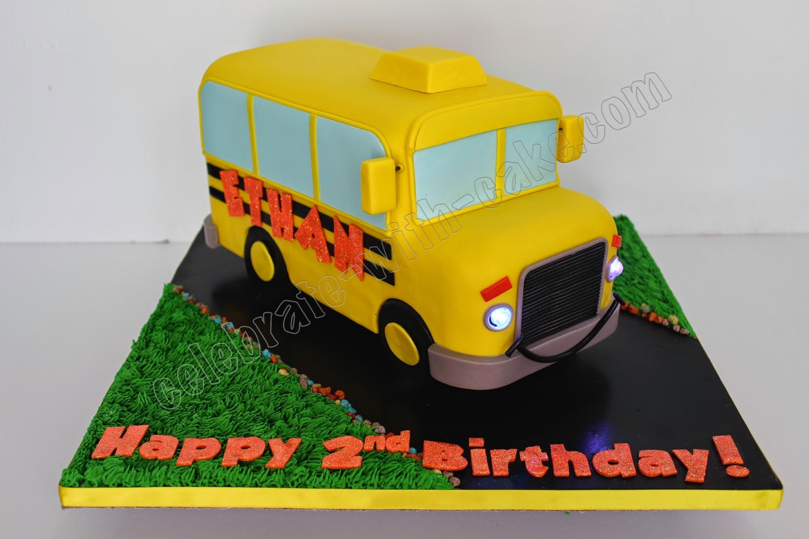 Celebrate with Cake! 3D sculpted Yellow School Bus Cake