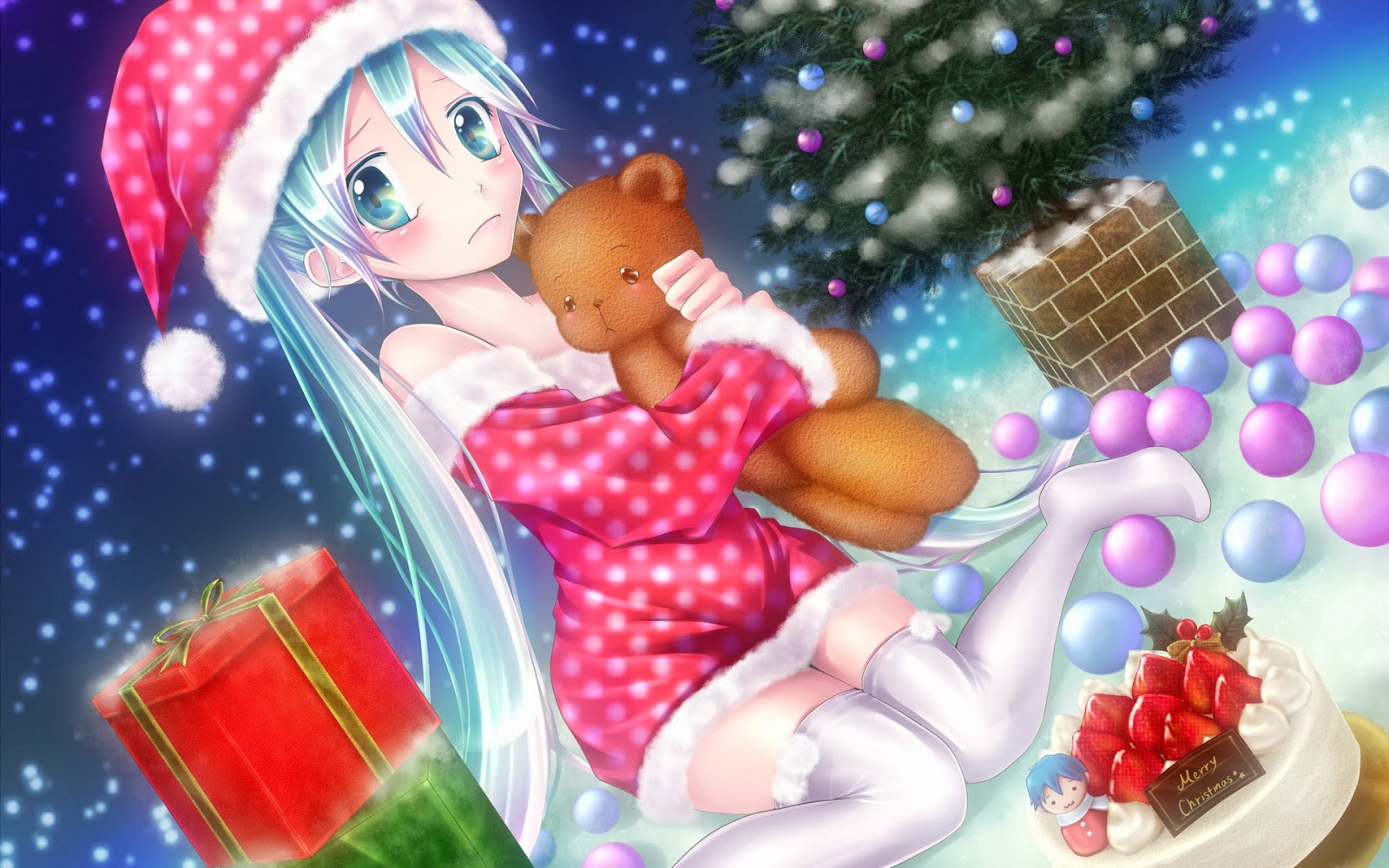 Anime Girl On The Christmas Eve Wallpaper Beautiful Desktop