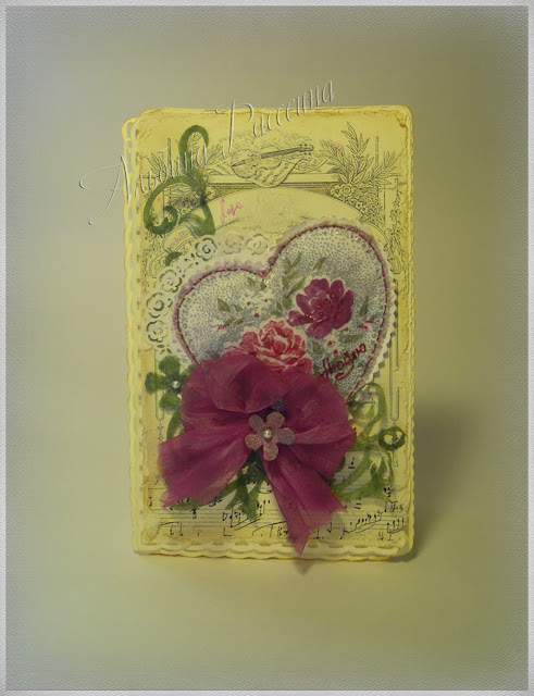 Открытка на день Валентина ручной работы. Shabby vintage postcard. Что подарить на день Святого Валентина.
