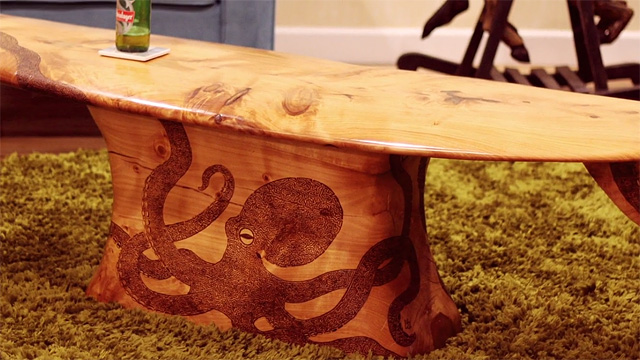 Surf Board Coffee Table Drinker Made In New Zealand The Octopus Surfboard Coffee Table