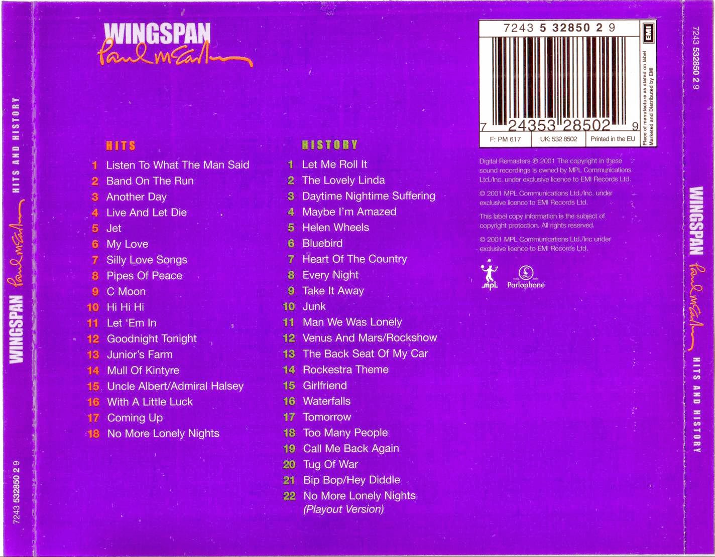 Music Of My Soul Paul McCartney2001WingspanHits and History(2CD
