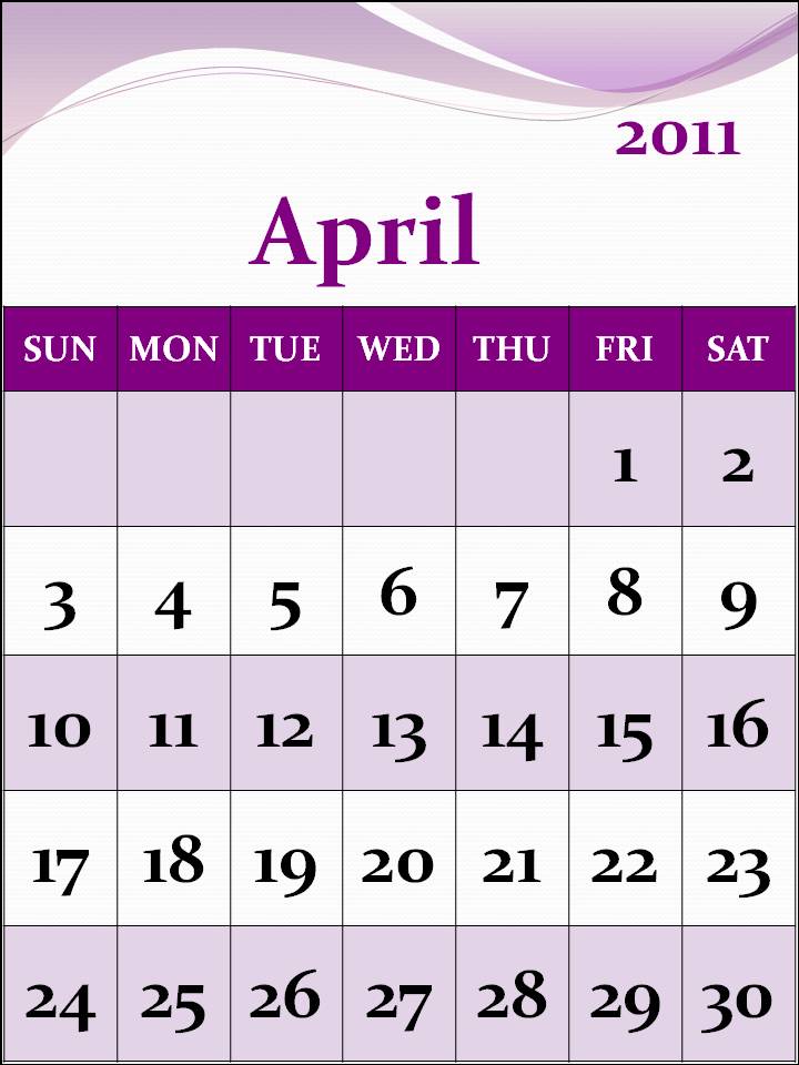 2011 calendar template april. calendar 2011 template. april